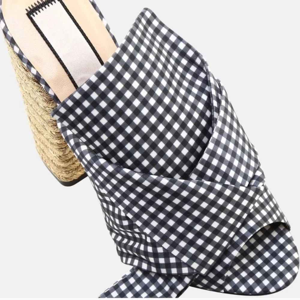No. 21 Vichy Bow Espadrille Heel Mules Sandals Brand NEW Size 38